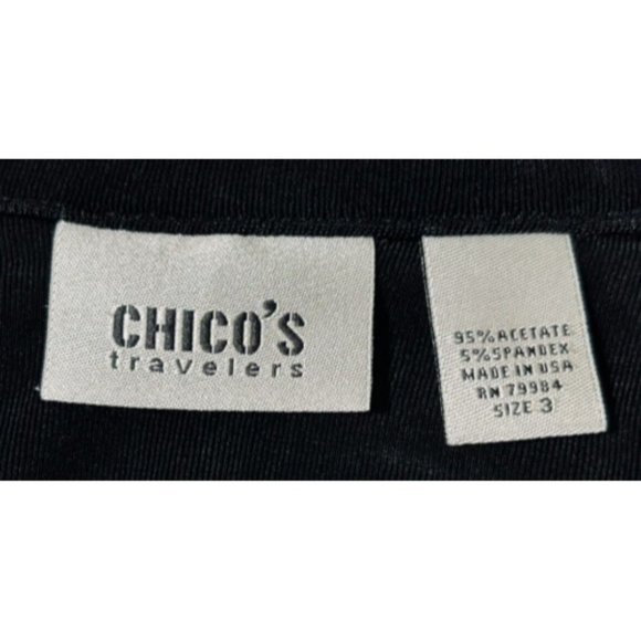 Chico's Travelers Size 3 (US XL) Liquid Slinky Collared Tank Top Shell Black - Picture 6 of 7